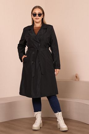 ترنچکت سایز بزرگ مشکی زنانه پلی استر Ferace - کد 714845578