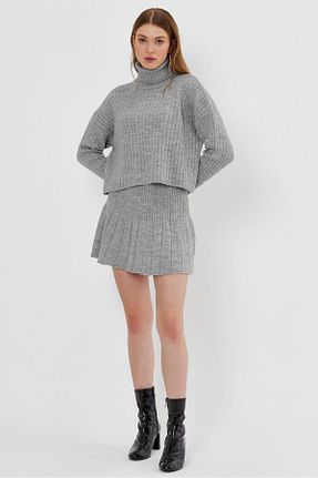 ست بالاتنه و پائین تنه طوسی زنانه تریکو SHERIN - کد 635013285