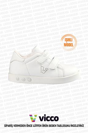کفش اسنیکر سفید بچه گانه چسبی Vicco - کد 800355751