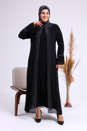 لباس مجلسی حجاب مشکی زنانه یقه دوچرخه Ferace - کد 92574657