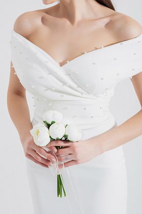 لباس مجلسی و فارغ التحصیلی سفید زنانه مخلوط پلی استر Lafaba - کد 815036653