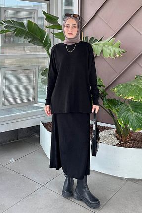 ست بالاتنه و پائین تنه مشکی زنانه تریکو lamelif - کد 863334732