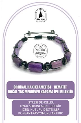 دستبند جواهر بنفش زنانه سنگ طبیعی OSMANLI DOĞAL TAŞ - کد 810246902