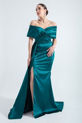 لباس مجلسی و فارغ التحصیلی سبز زنانه ساتن Lafaba - کد 802668098