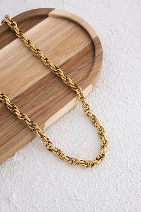 گردنبند استیل ( فولاد ) طلائی زنانه استیل ضد زنگ ByFlorya Jewelry - کد 852229224
