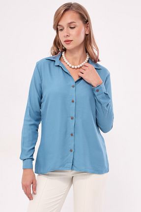 پیراهن سایز بزرگ آبی زنانه رگولار armonika - کد 3465669