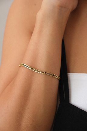 دستبند استیل (فولاد) طلائی زنانه استیل ضد زنگ ByFlorya Jewelry - کد 854047648