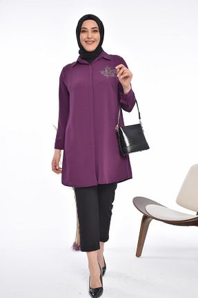 تونیک سایز بزرگ بنفش زنانه بافتنی Ferace - کد 242121508