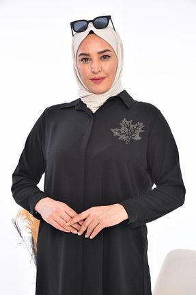 تونیک سایز بزرگ مشکی زنانه بافتنی Ferace - کد 242123848