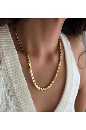 گردنبند استیل ( فولاد ) طلائی زنانه استیل (فولاد) Jerie - کد 789285696