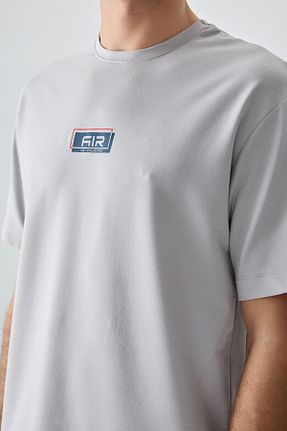تیشرت طوسی مردانه اورسایز Air Jones - کد 812610038