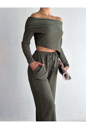 ست بالاتنه و پائین تنه خاکی زنانه بافت QUTTA - کد 863383683