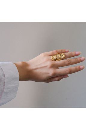 انگشتر استیل (فولاد) طلائی زنانه روکش طلا FerizZ - کد 863371614