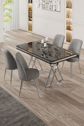 ست میز آشپزخانه طوسی MDF Canisa - کد 863420013