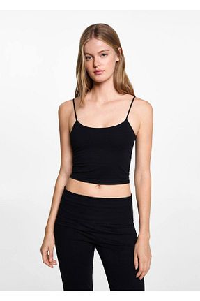تیشرت مشکی زنانه یقه خدمه MANGO Teen - کد 863423603