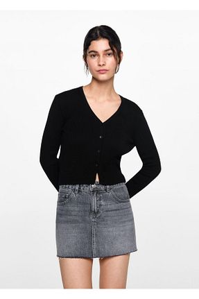 پلیور مشکی زنانه ساده MANGO Teen - کد 844613008