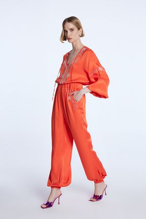 شلوار نارنجی زنانه پارچه adL - کد 848443427