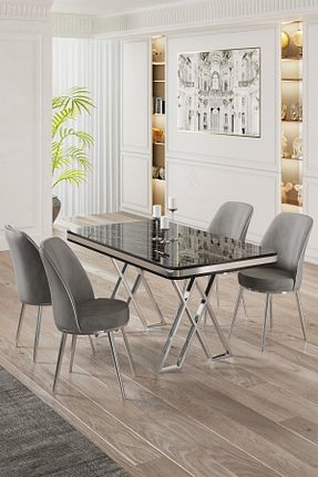 ست میز آشپزخانه طوسی MDF Canisa - کد 863420013