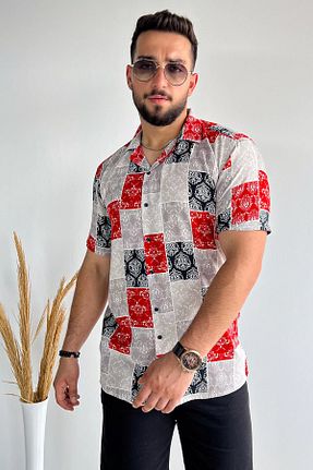 پیراهن قرمز مردانه اسلیم فیت MİSHAR İTALİA - کد 863419045