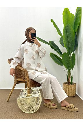 ست بالاتنه و پائین تنه حجاب بژ زنانه رگولار hueonline - کد 844611039