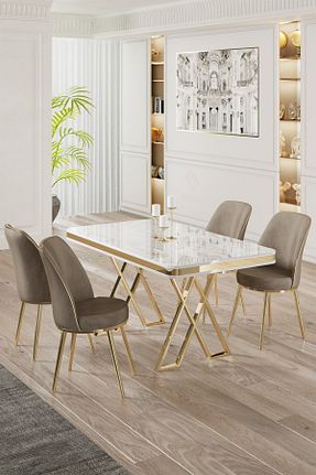 ست میز آشپزخانه سفید MDF Canisa - کد 863429898