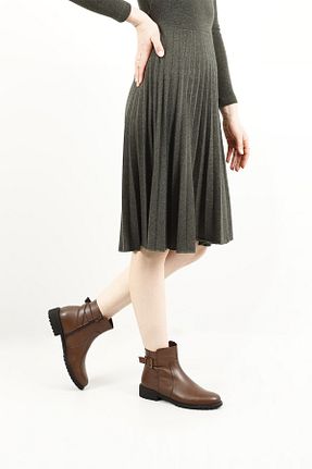 بوت / نیم بوت قهوه ای زنانه چرم خالص GÖNDERİ(R) - کد 673858794