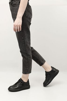 کفش اسنیکر مشکی زنانه چرم اصل GÖNDERİ(R) - کد 830141229