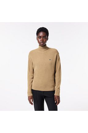 پلیور قهوه ای زنانه ساده Lacoste - کد 793741312