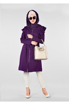 ترنچکت حجاب بنفش زنانه مخلوط ویسکون TRENDTESETTÜR - کد 94397295