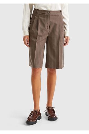 شلوارک و برمودا قهوه ای زنانه پارچه United Colors of Benetton - کد 863511874