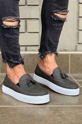 کفش کژوال طوسی مردانه چرم مصنوعی Shine Leather - کد 901525393