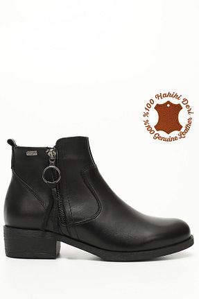 بوت / نیم بوت مشکی زنانه چرم خالص GÖNDERİ(R) - کد 42767086