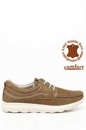 کفش کژوال بژ مردانه چرم خالص GÖNDERİ(R) - کد 826540846
