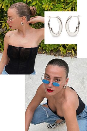 گوشواره جواهر برنجی AURRARİ - کد 785869254