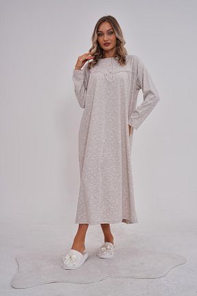 لباس شب سایز بزرگ قهوه ای زنانه گلدار Mecit Pijama - کد 863630528