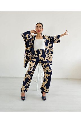 کیمونو و کافتان سرمه ای زنانه لیکرا Altı Üstü Butik - کد 863642147