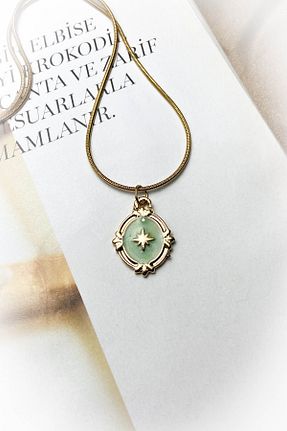 گردنبند استیل ( فولاد ) سبز زنانه استیل (فولاد) roshel - کد 863632409