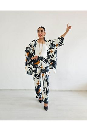 کیمونو و کافتان مشکی زنانه لیکرا Altı Üstü Butik - کد 863642093