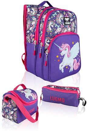 کیف مدرسه بنفش بچه گانه پارچه ای LUGMO - کد 863384948
