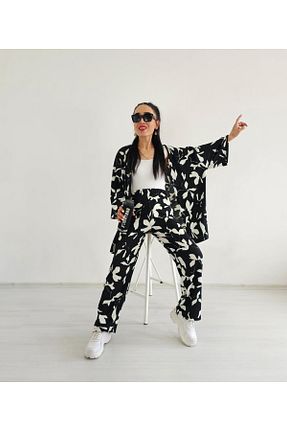 کیمونو و کافتان مشکی زنانه لیکرا Altı Üstü Butik - کد 863642251