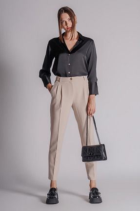 شلوار طوسی زنانه پارچه BRACCAS - کد 863660655