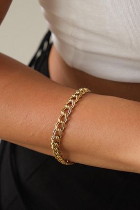 دستبند استیل (فولاد) طلائی زنانه استیل ضد زنگ ByFlorya Jewelry - کد 859243115