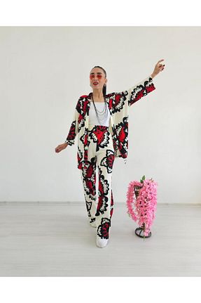 کیمونو و کافتان قرمز زنانه لیکرا Altı Üstü Butik - کد 863641470