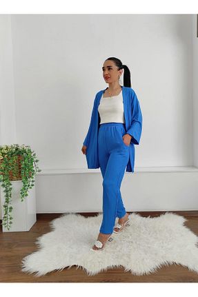 کیمونو و کافتان آبی زنانه لیکرا Altı Üstü Butik - کد 863640934