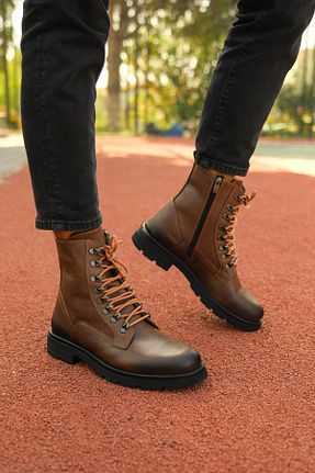 بوت / نیم بوت قهوه ای مردانه چرم مصنوعی Riccon - کد 346725800