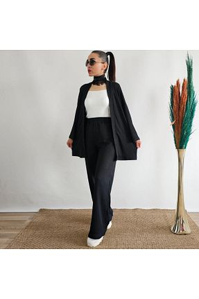 کیمونو و کافتان مشکی زنانه لیکرا Altı Üstü Butik - کد 863654689