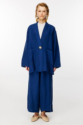 ست بالاتنه و پائین تنه سرمه ای زنانه بافتنی Ghisa - کد 863646463