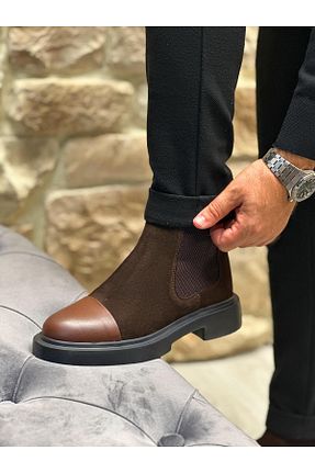 بوت / نیم بوت قهوه ای مردانه چرم خالص ByItallanoshoes - کد 878774865