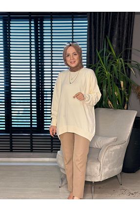 پلیور بژ زنانه ساده Selma Butik - کد 863703828