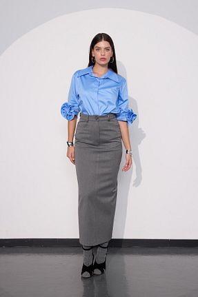 دامن طوسی زنانه پارچه NOK İSTANBUL - کد 856338498